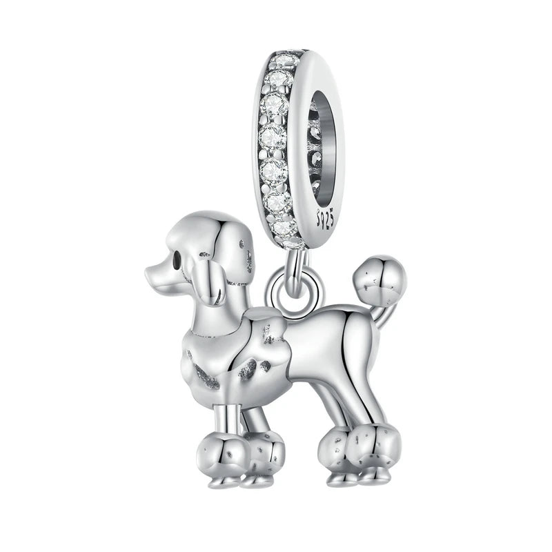 BAMOER Pet Dog Pendant Beads for Basic Bracelet, Genuine 925 Sterling Silver Poodle Dachshund Charms DIY Accessories for Women