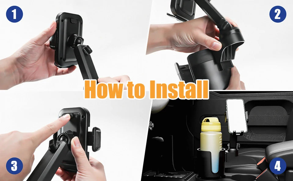Universal Car cup holder cup holder mobile phone holder central control 2-in-1 multifunctional 360 ° car navigation phone holder