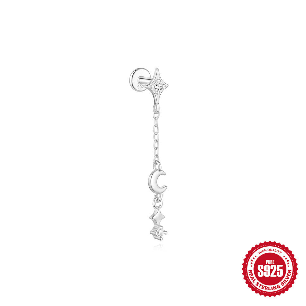 S925 Sterling Silver Stud Earrings With Diamonds For Cartilage Or Ear Bone
