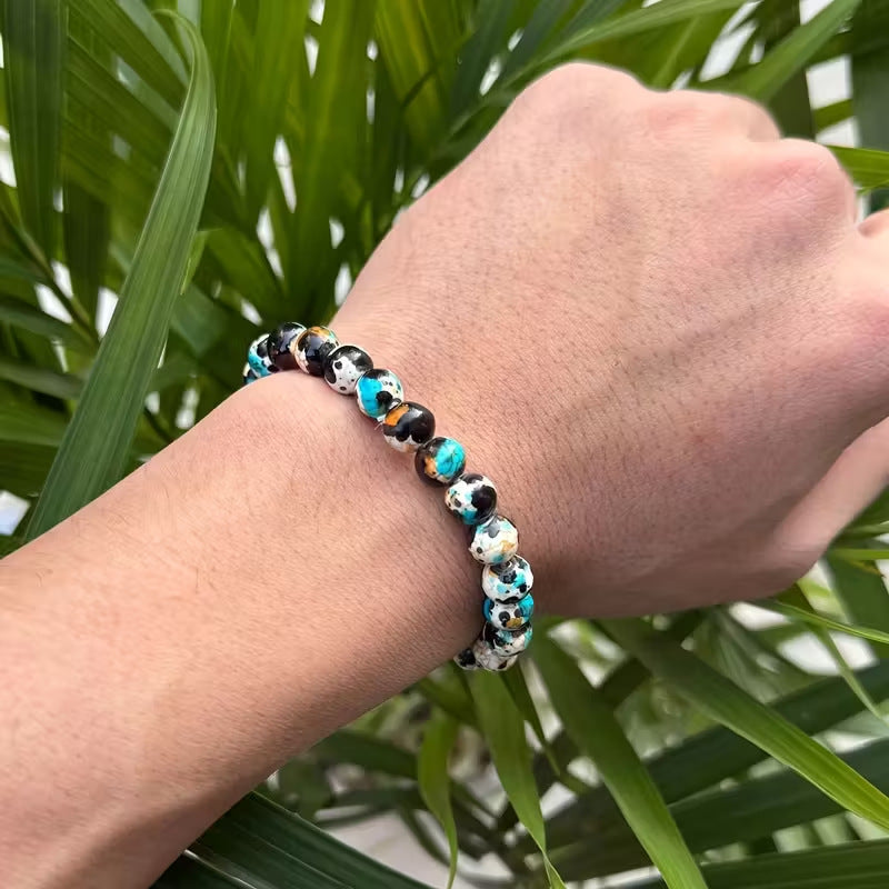 Handmade Elastic Bracelet With Colorful Turquoise Beads